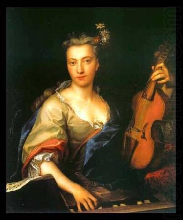 unknow artist Portrait of Young Woman Playing the Viola da Gamba oil painting picture